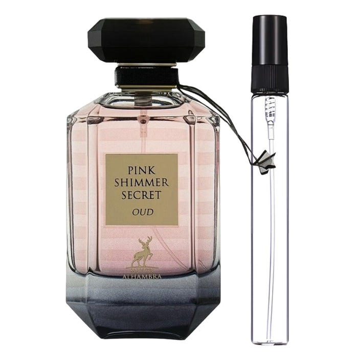 Decant Maison Al hambra Pink Shimmer Secret Oud Edp Mujer (VS Bombshell Oud) - Decant.cl
